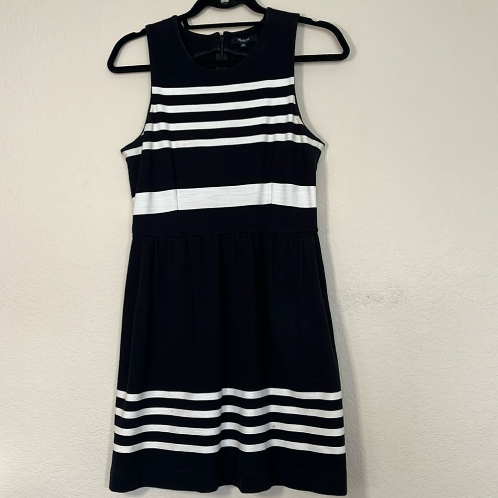 Madewell B&W stripe mini dress